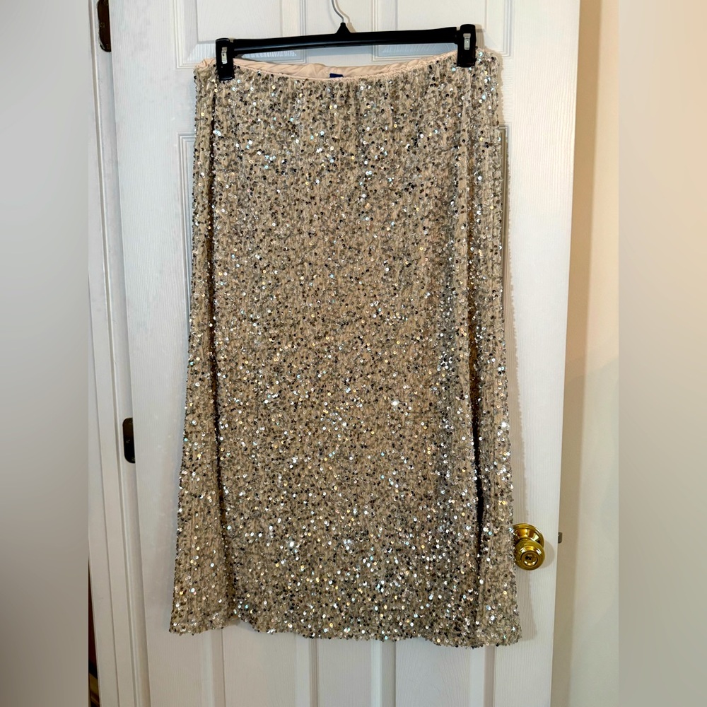 Old Navy Glittering Silver A-Line Skirt